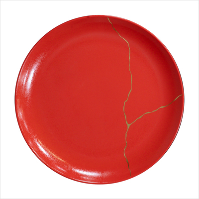 Teller flach 27 cm _Coral Kintsugi__top